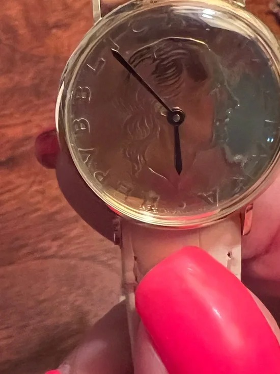 Vicence Italy 14KT Gold Milor Coin Dial Watch Leather Strap Vintage - Picture 3 of 8